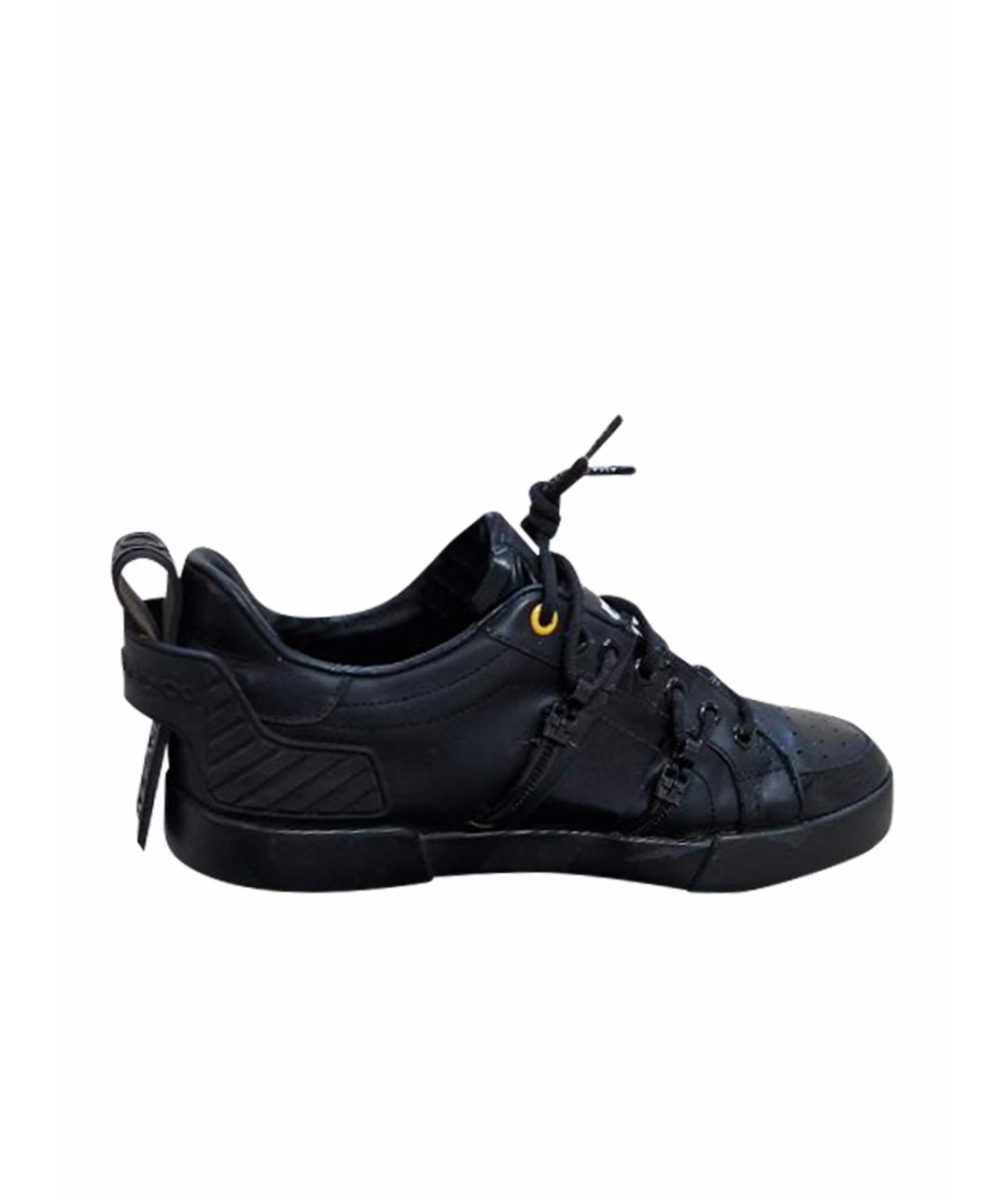 DOLCE&GABBANA Черные кожаные низкие кроссовки / кеды, фото 1