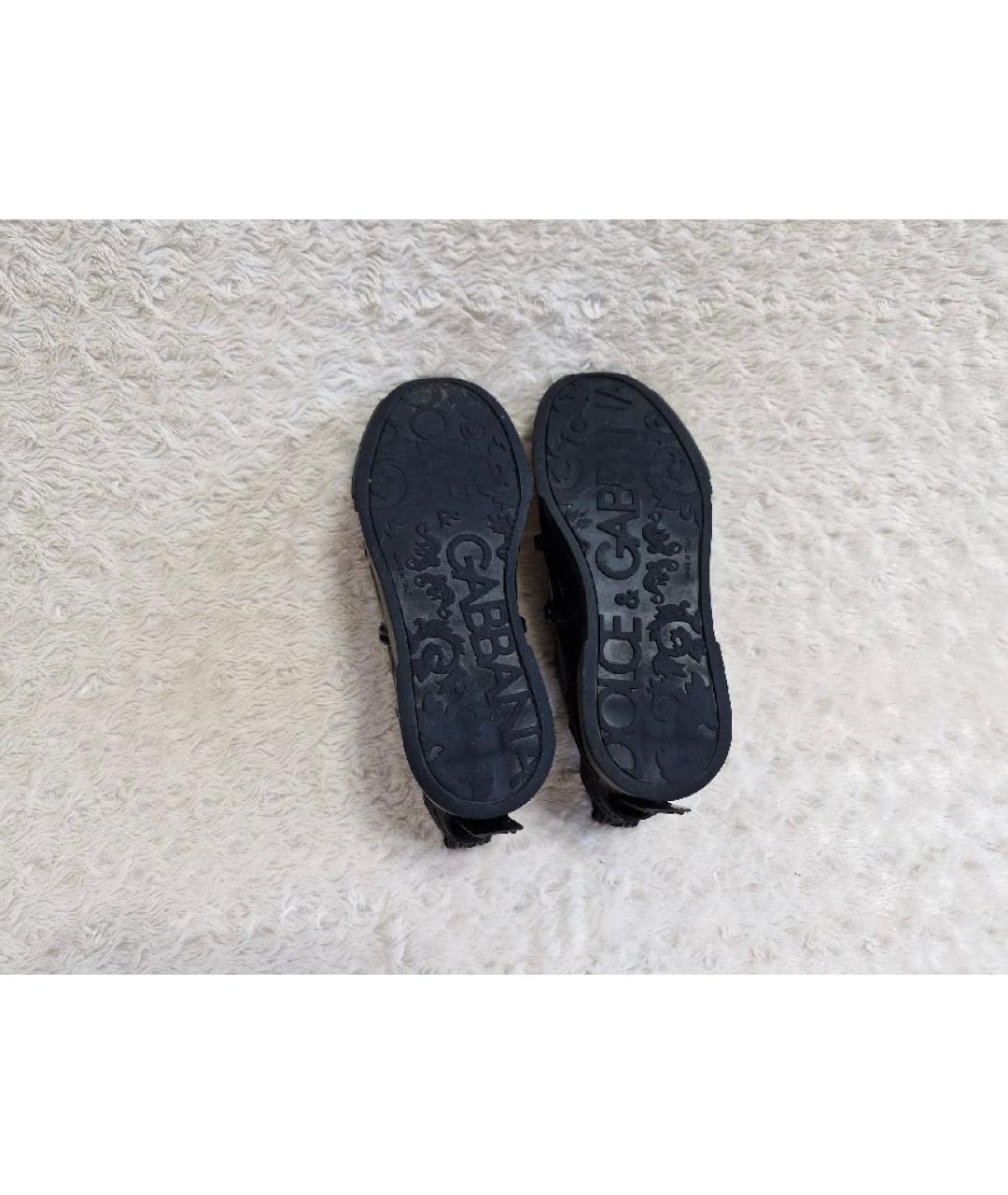 DOLCE&GABBANA Черные кожаные низкие кроссовки / кеды, фото 7