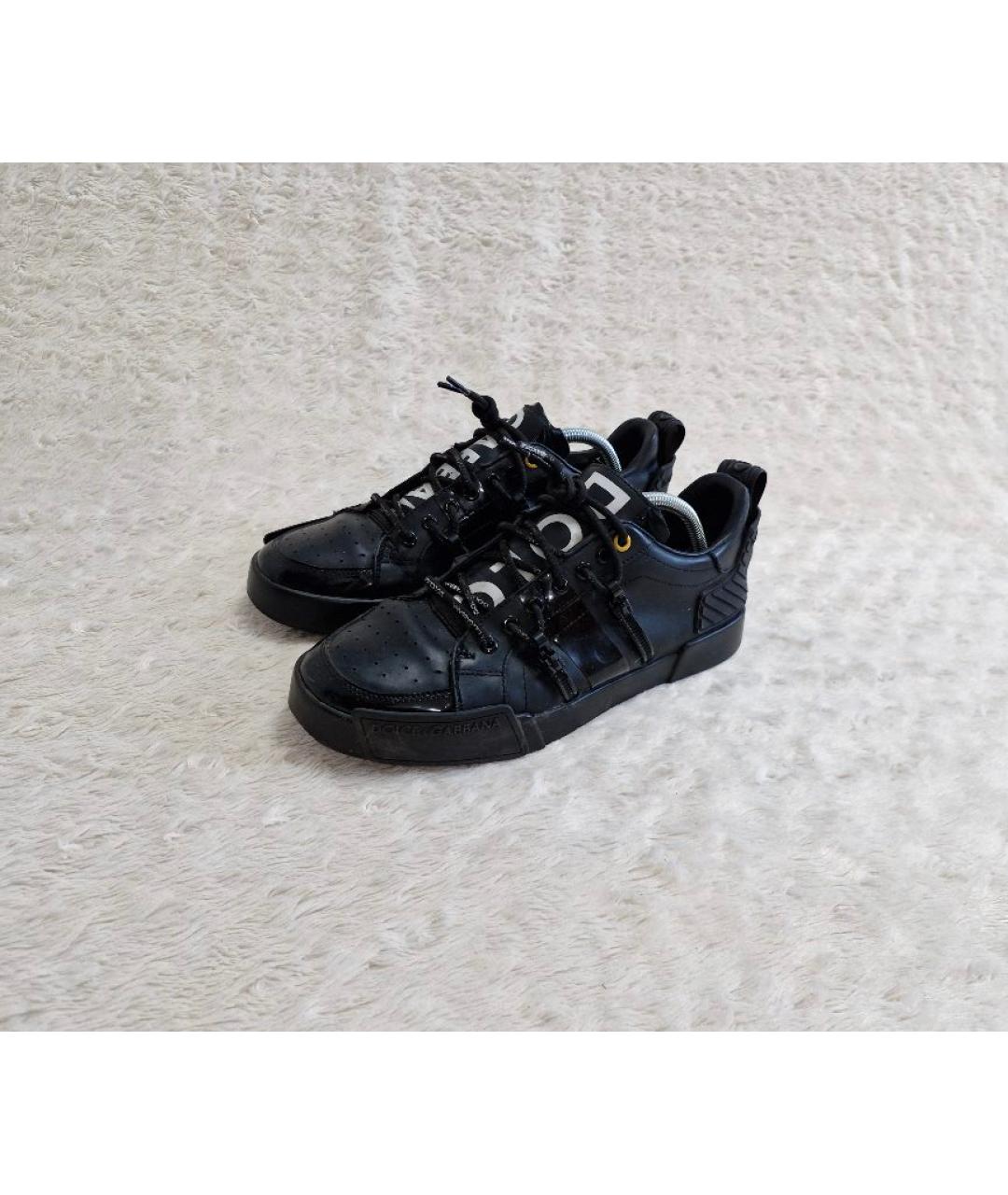 DOLCE&GABBANA Черные кожаные низкие кроссовки / кеды, фото 6