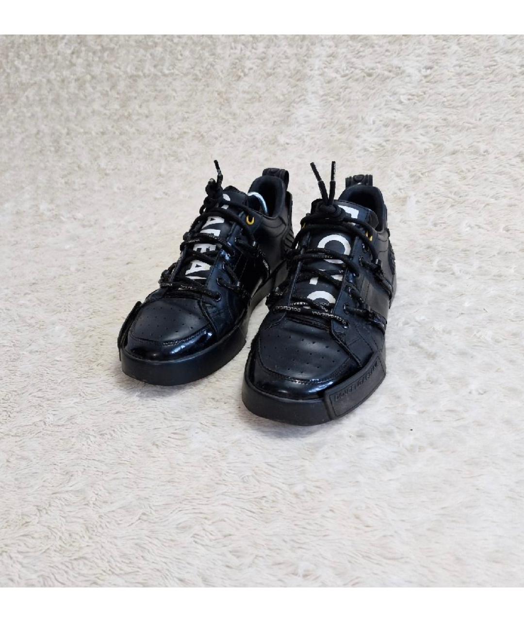 DOLCE&GABBANA Черные кожаные низкие кроссовки / кеды, фото 3