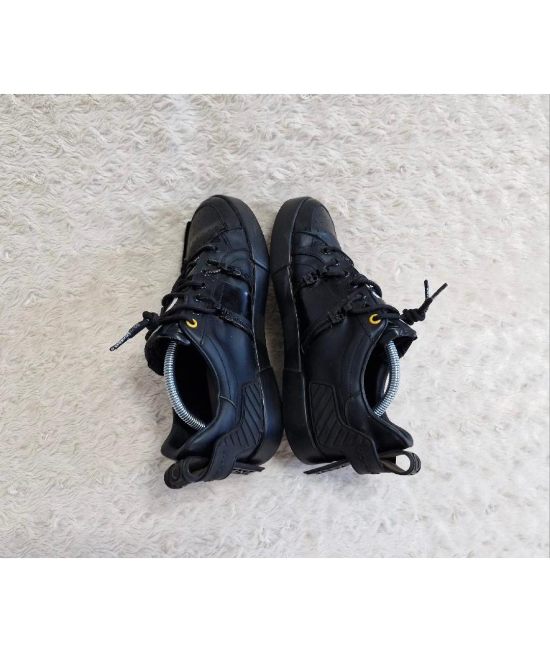 DOLCE&GABBANA Черные кожаные низкие кроссовки / кеды, фото 10