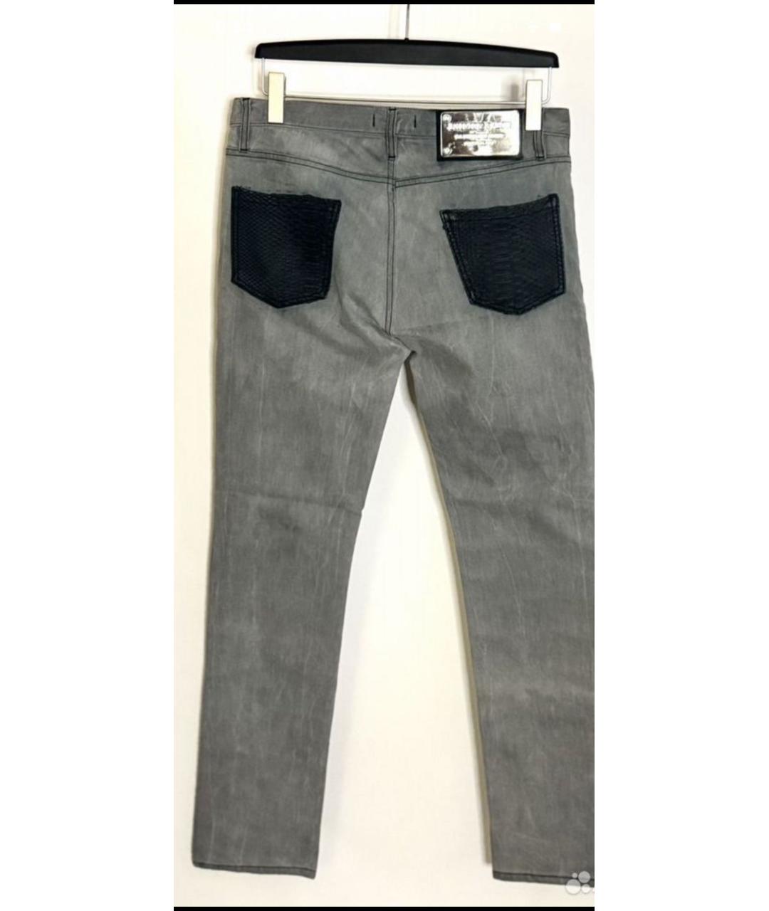 PHILIPP PLEIN Серые хлопковые прямые джинсы, фото 2