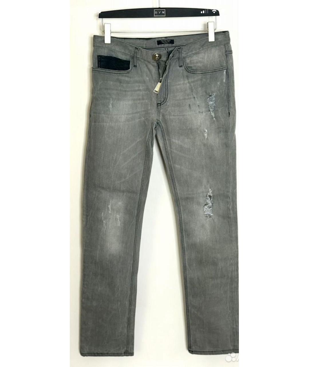 PHILIPP PLEIN Серые хлопковые прямые джинсы, фото 5