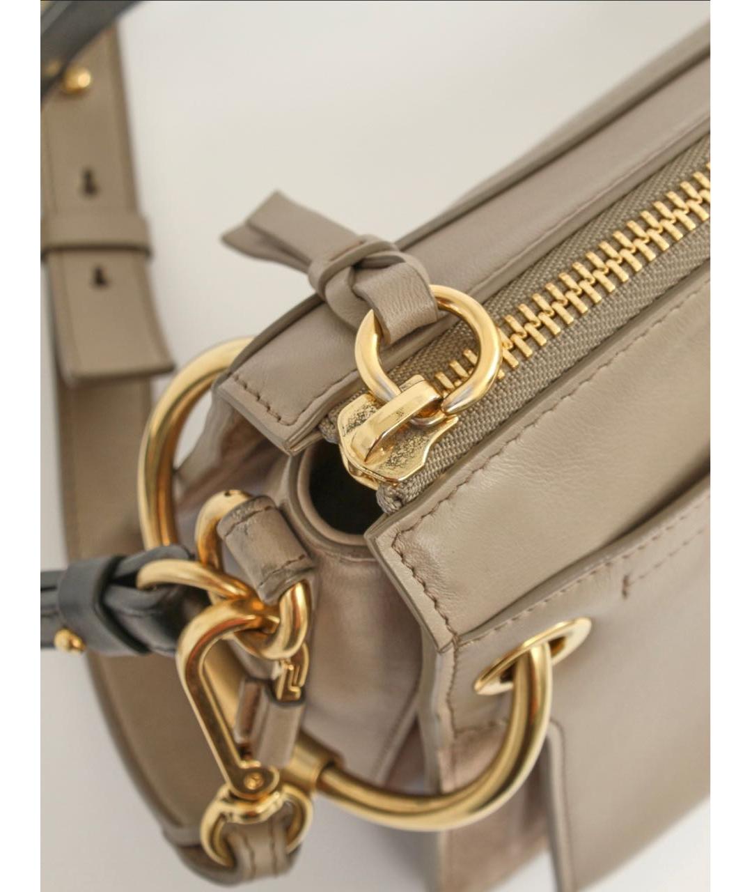 CHLOE Бежевая кожаная сумка с короткими ручками, фото 6
