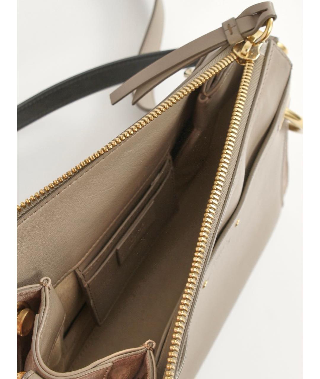 CHLOE Бежевая кожаная сумка с короткими ручками, фото 4