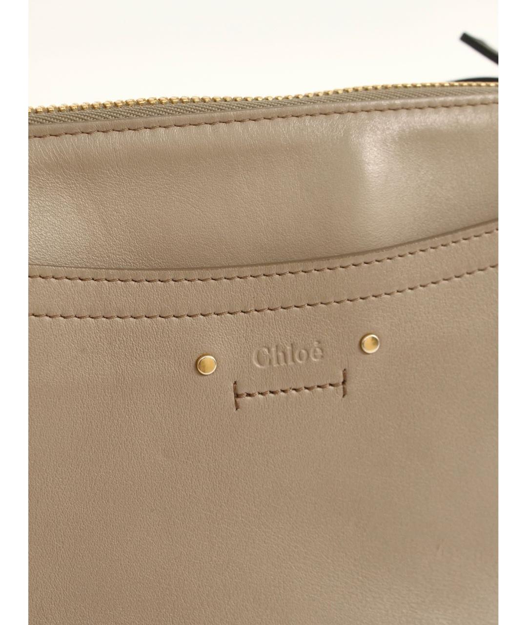 CHLOE Бежевая кожаная сумка с короткими ручками, фото 5