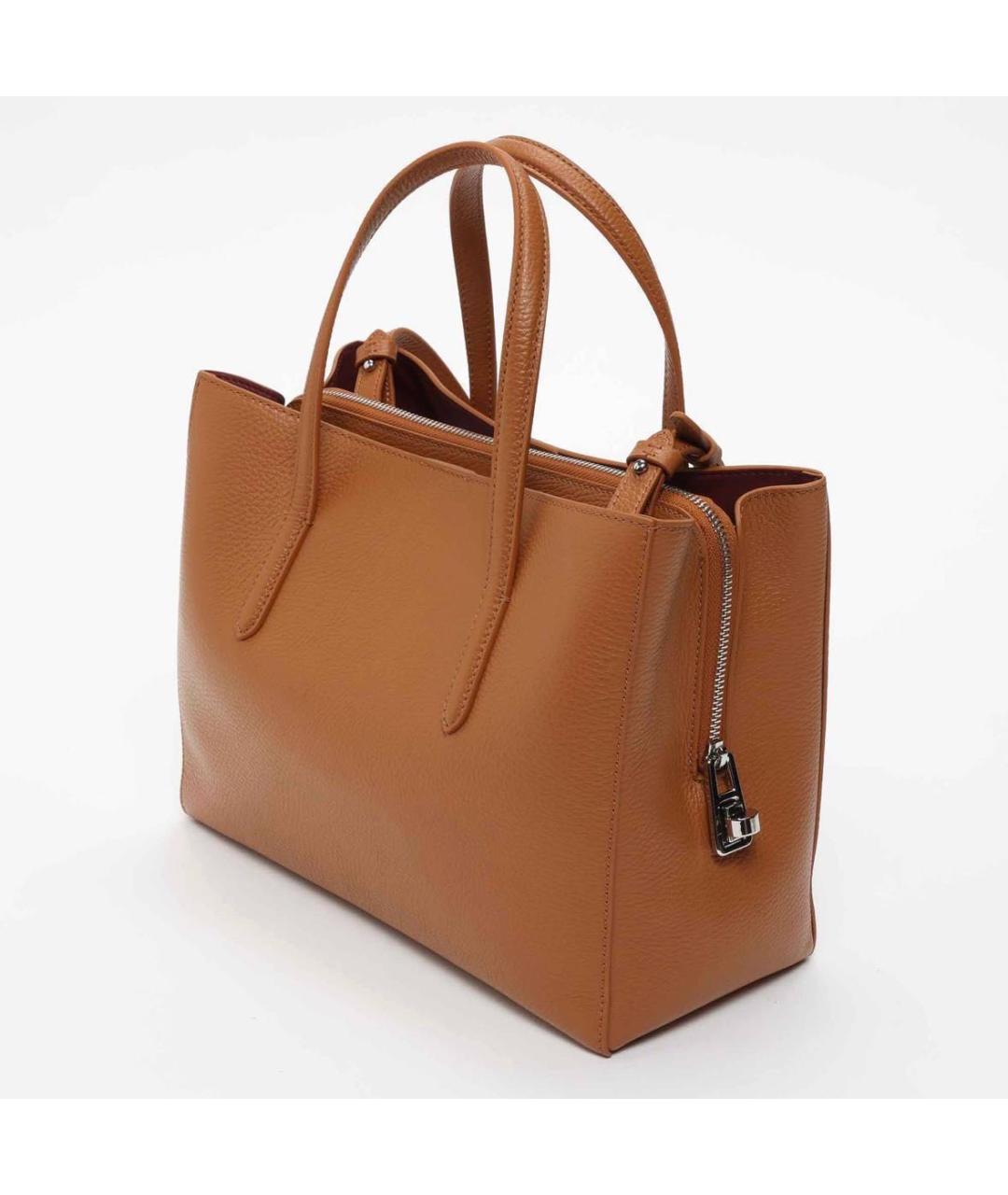 COCCINELLE Коричневая кожаная сумка с короткими ручками, фото 3