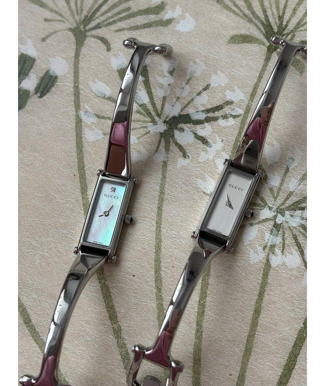 GUCCI Серебряные металлические часы, фото 4