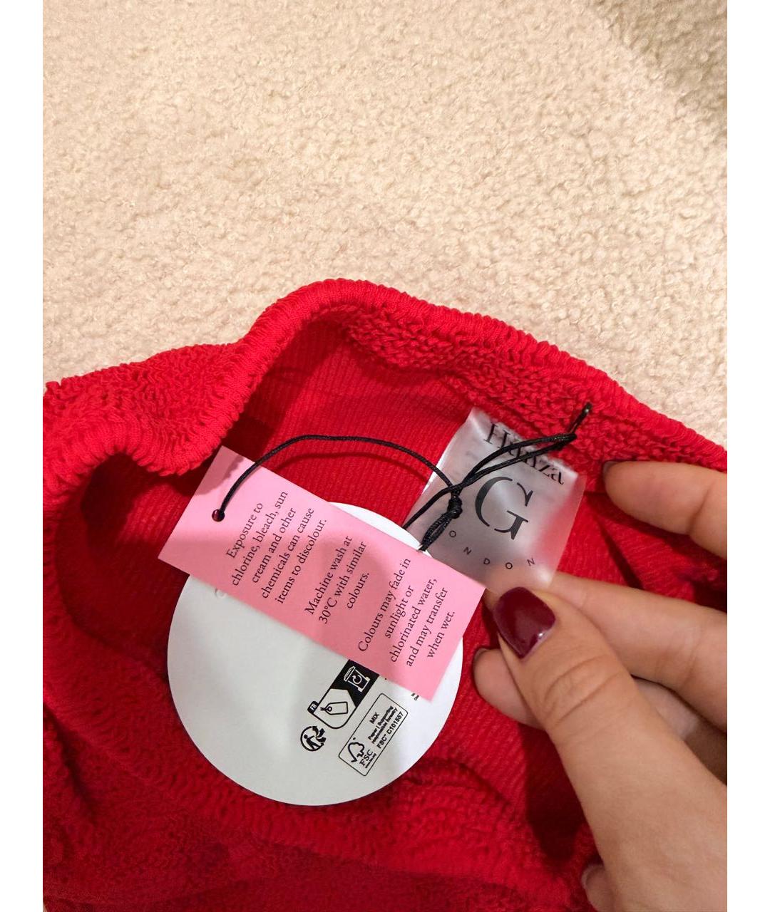 HUNZA G Красный полиамидовый купальник, фото 8