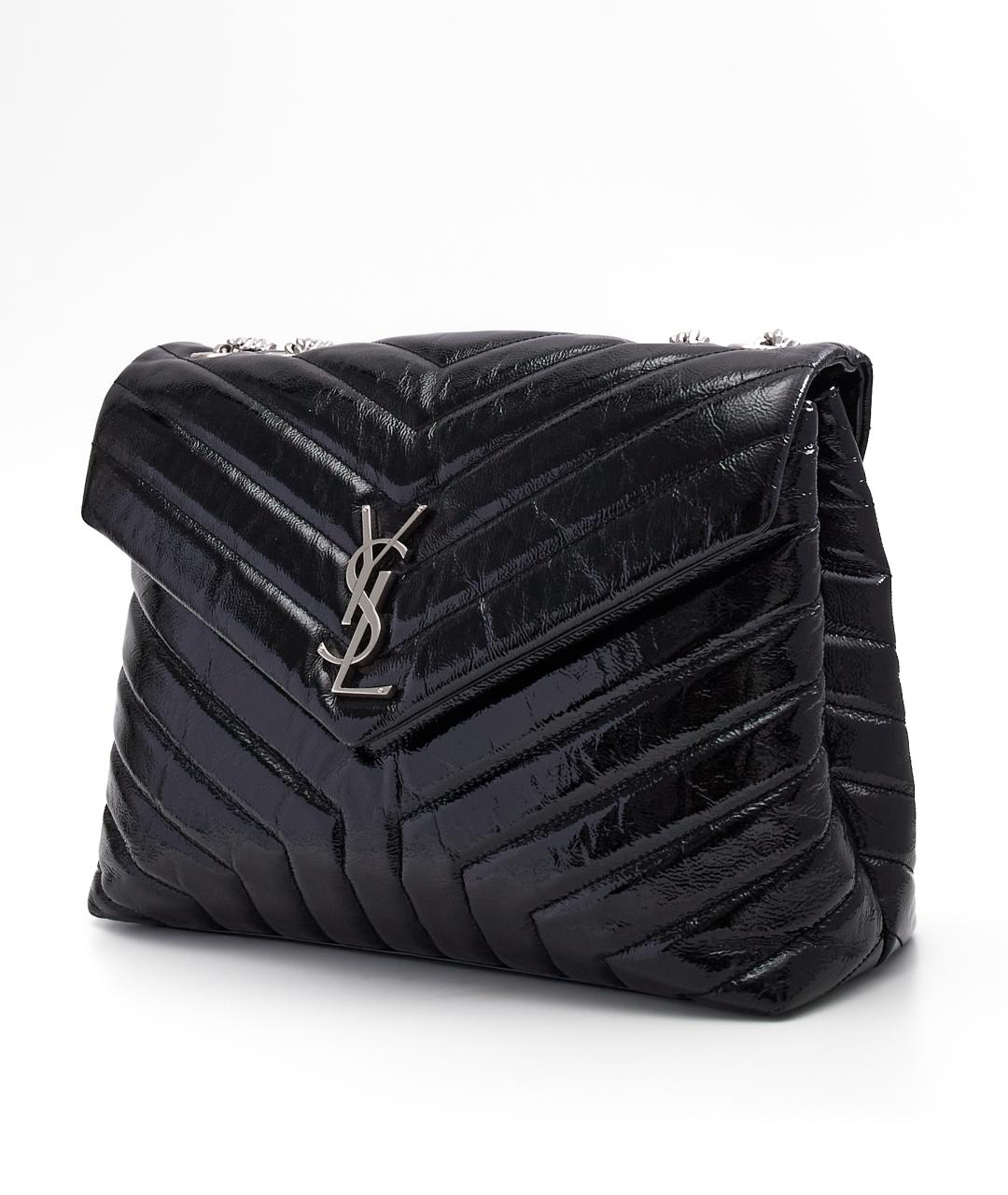 SAINT LAURENT Черная кожаная сумка через плечо, фото 2