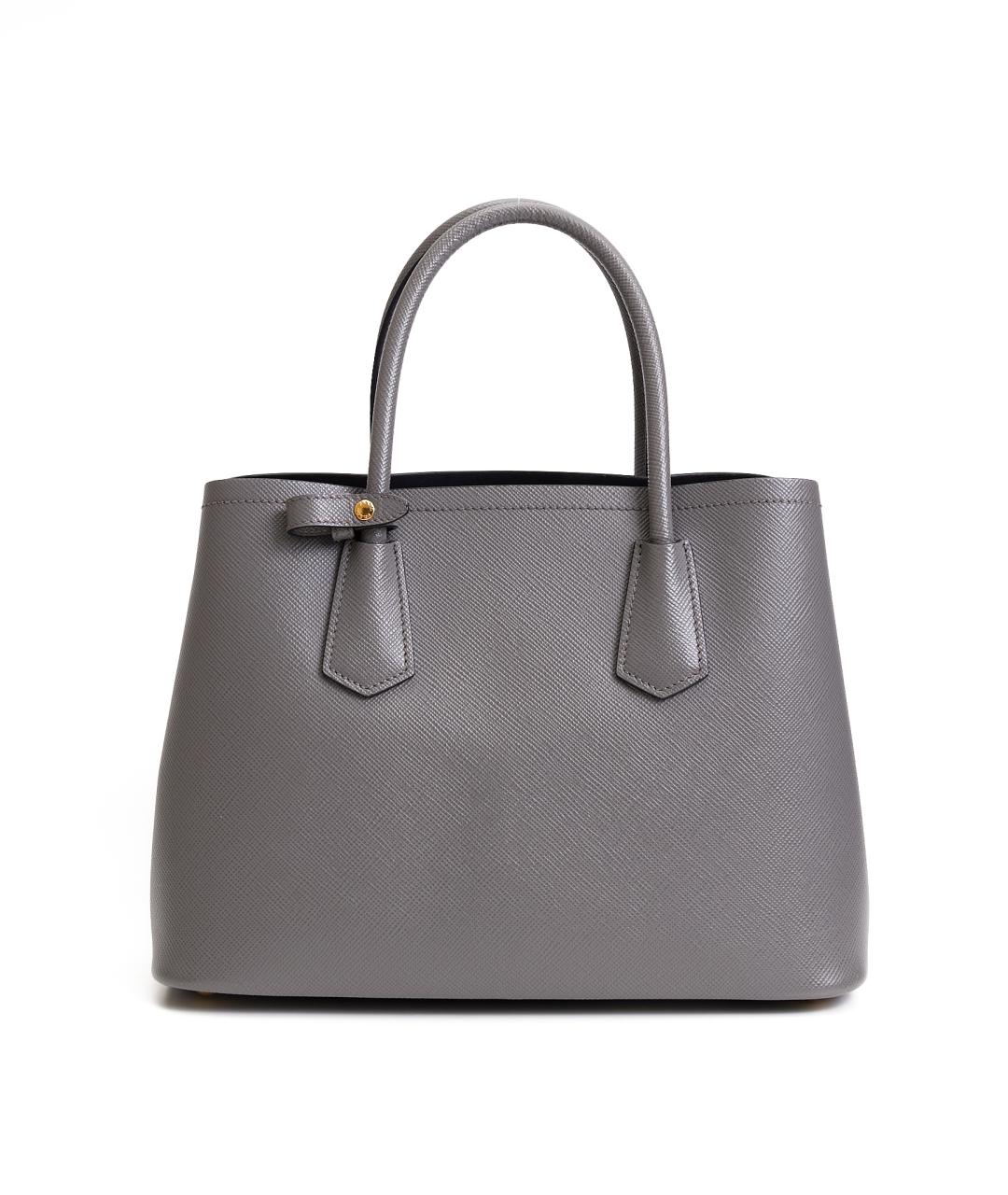 PRADA Серая кожаная сумка с короткими ручками, фото 3