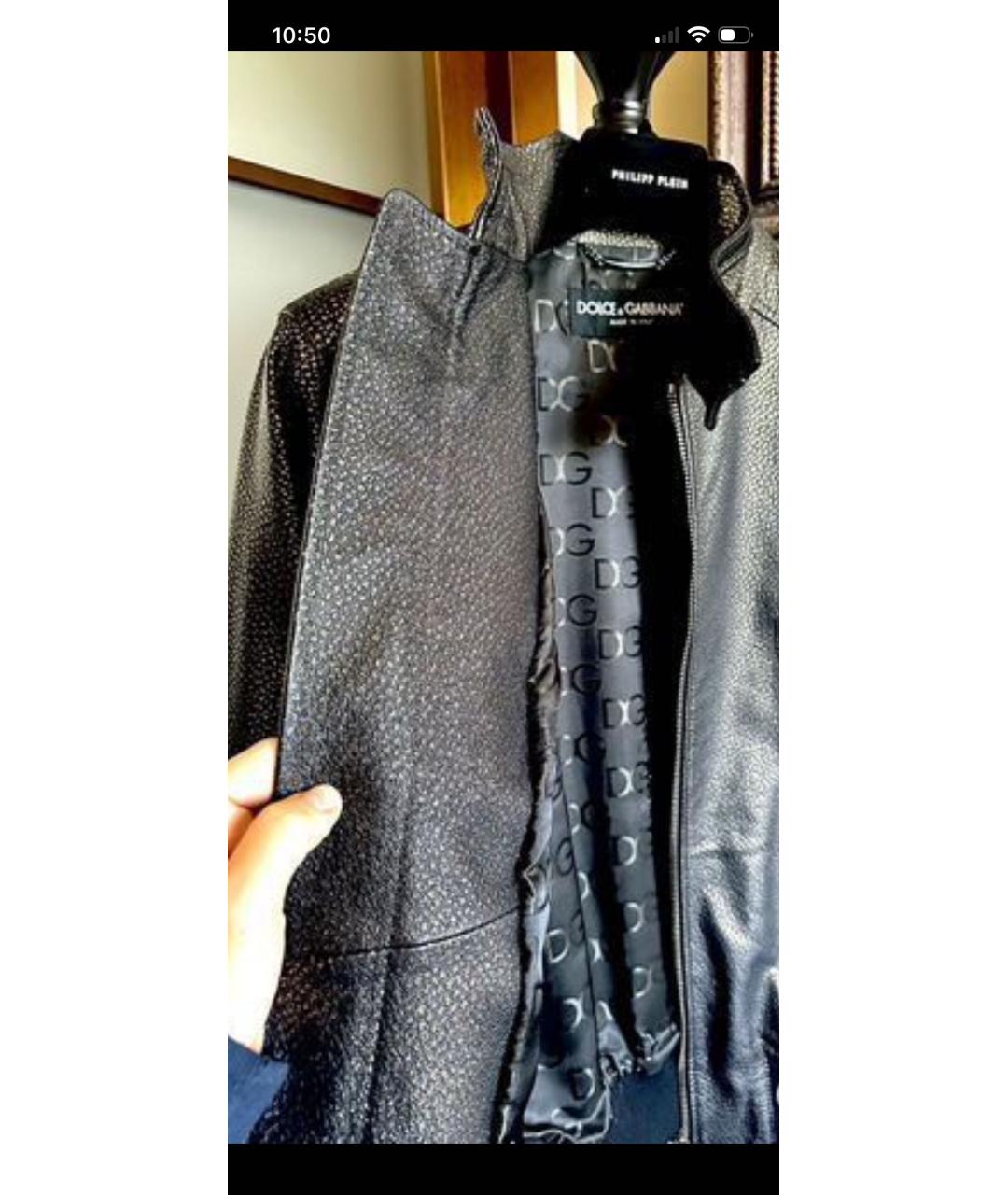 DOLCE&GABBANA Черная кожаная куртка, фото 2