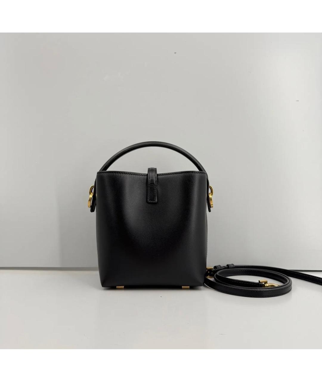 SAINT LAURENT Черная кожаная сумка с короткими ручками, фото 3