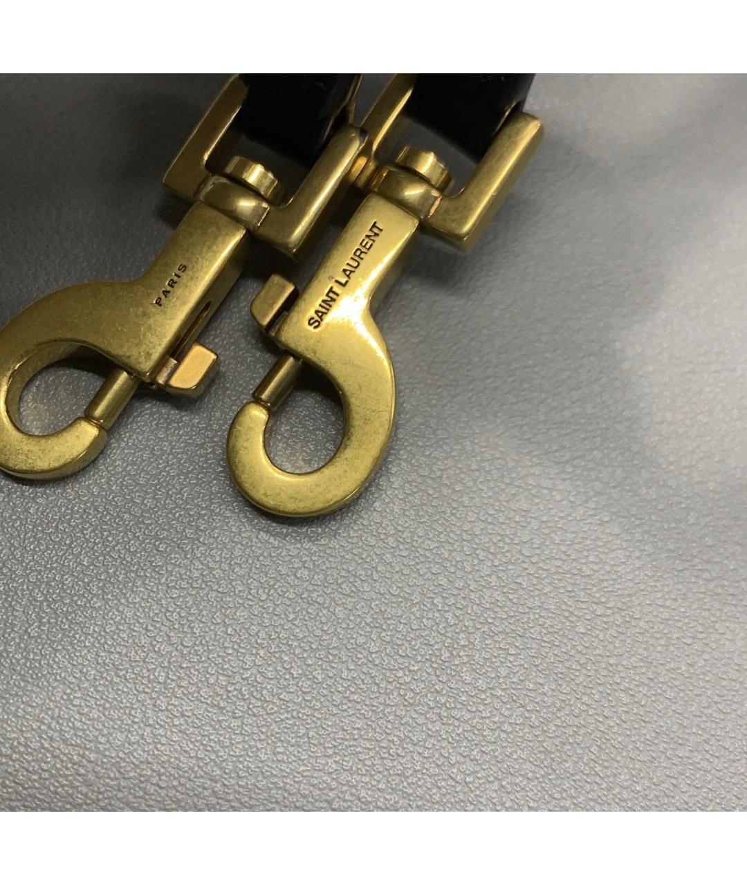 SAINT LAURENT Черная кожаная сумка с короткими ручками, фото 7