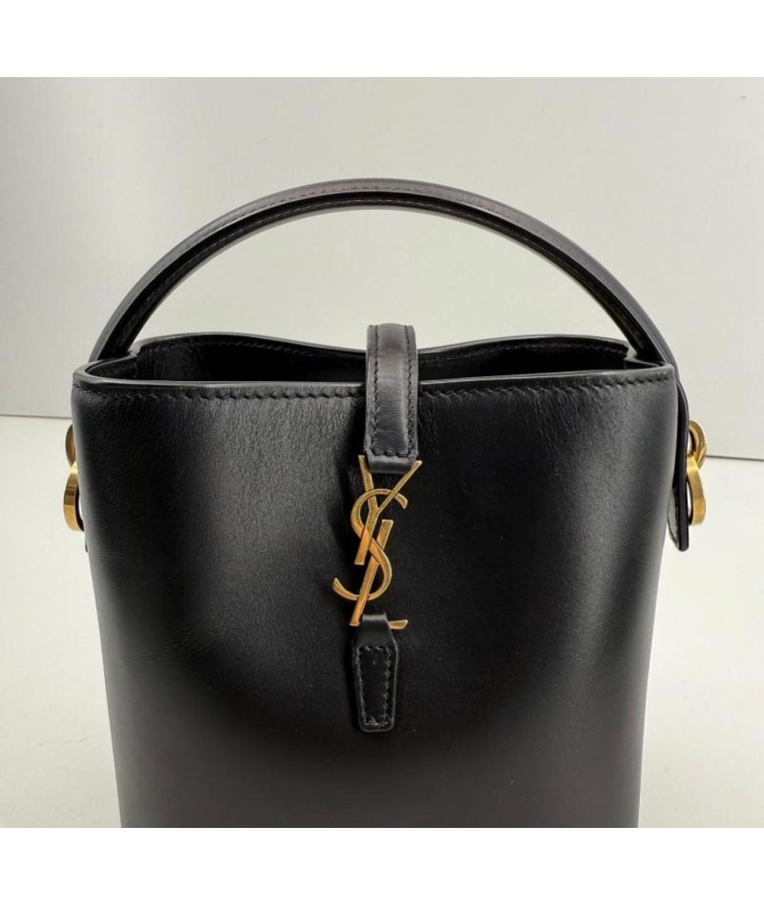 SAINT LAURENT Черная кожаная сумка с короткими ручками, фото 6