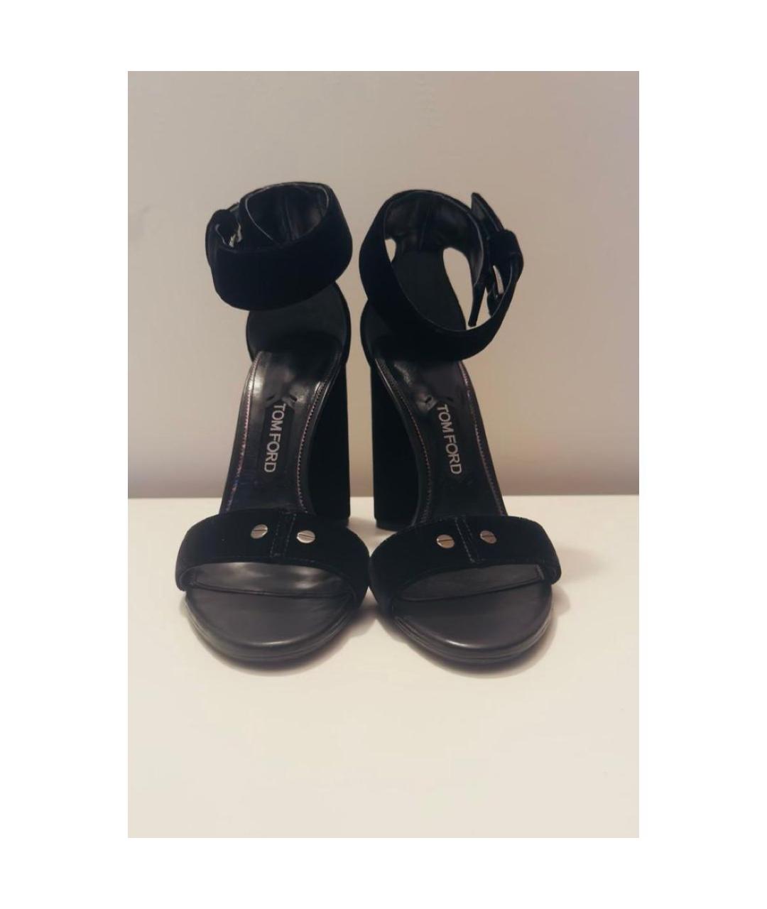 TOM FORD Черные бархатные босоножки, фото 2