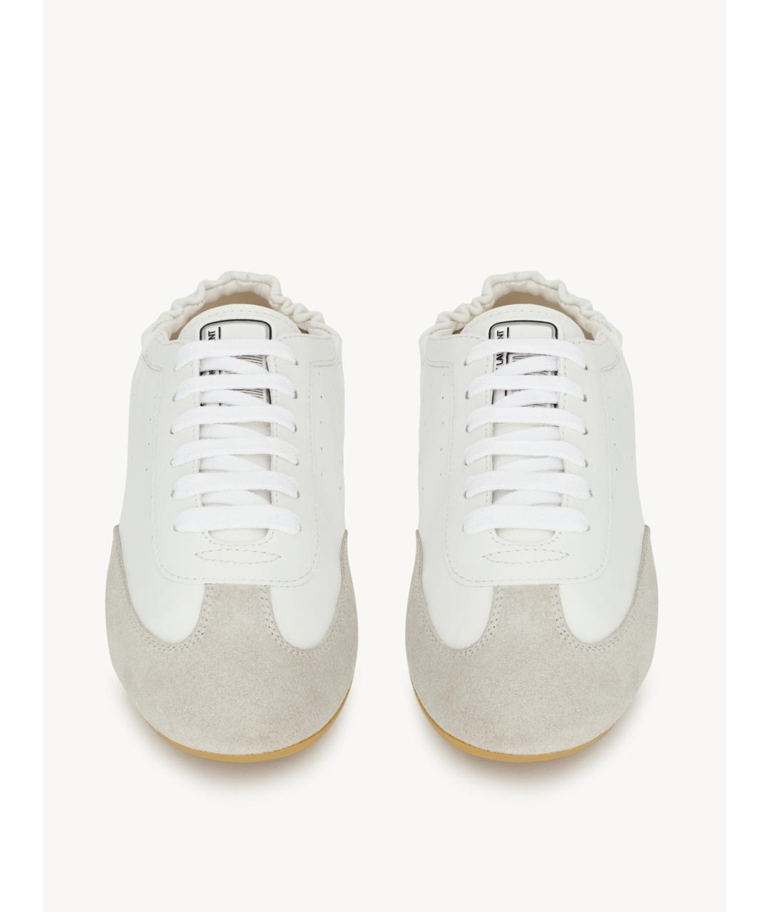 SAINT LAURENT Белые кожаные низкие кроссовки / кеды, фото 2