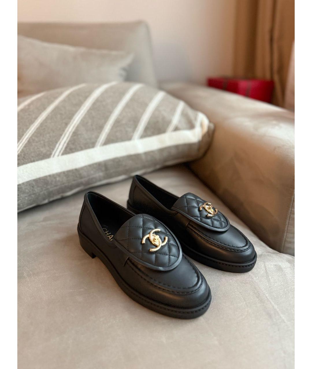 CHANEL Черные кожаные лоферы, фото 2