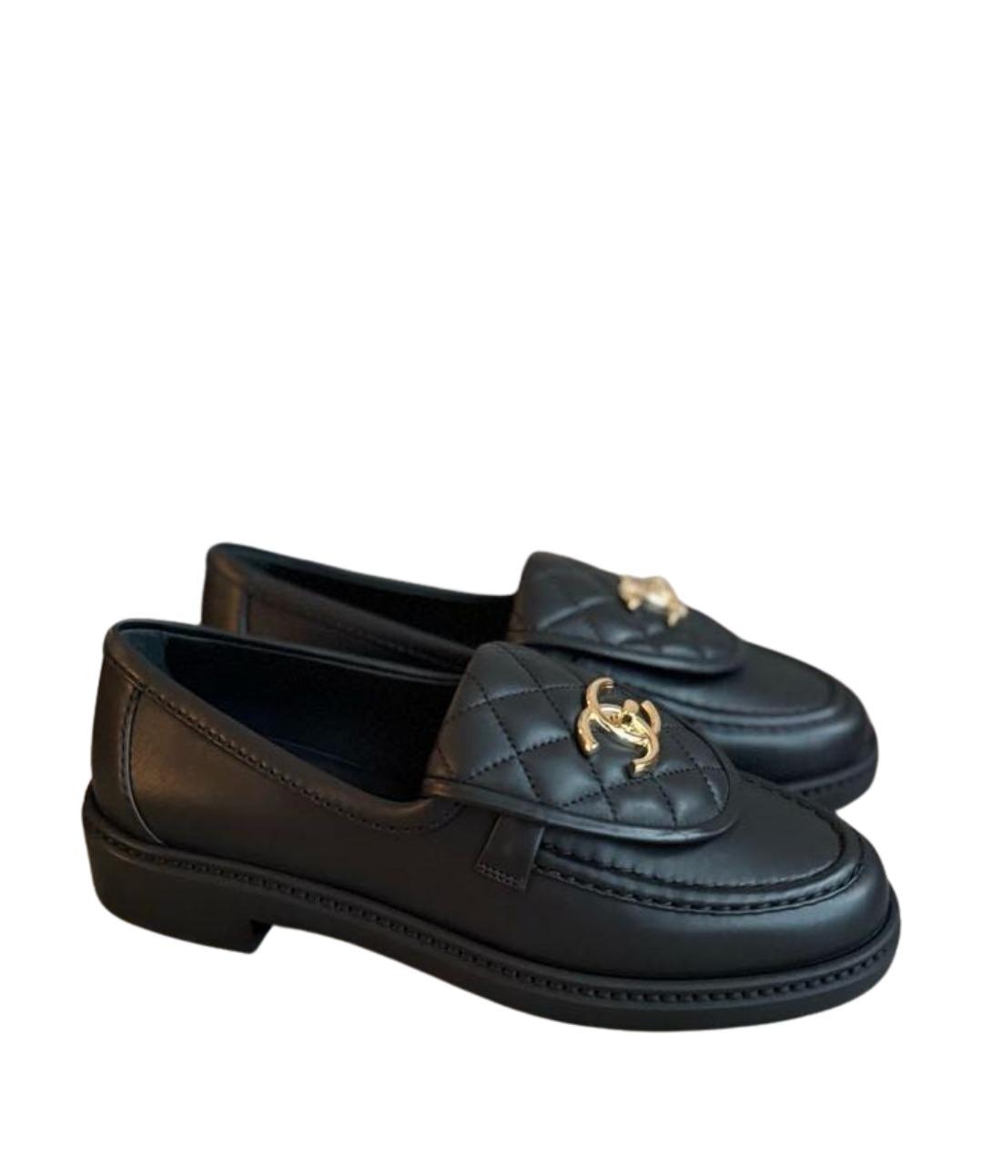 CHANEL Черные кожаные лоферы, фото 1