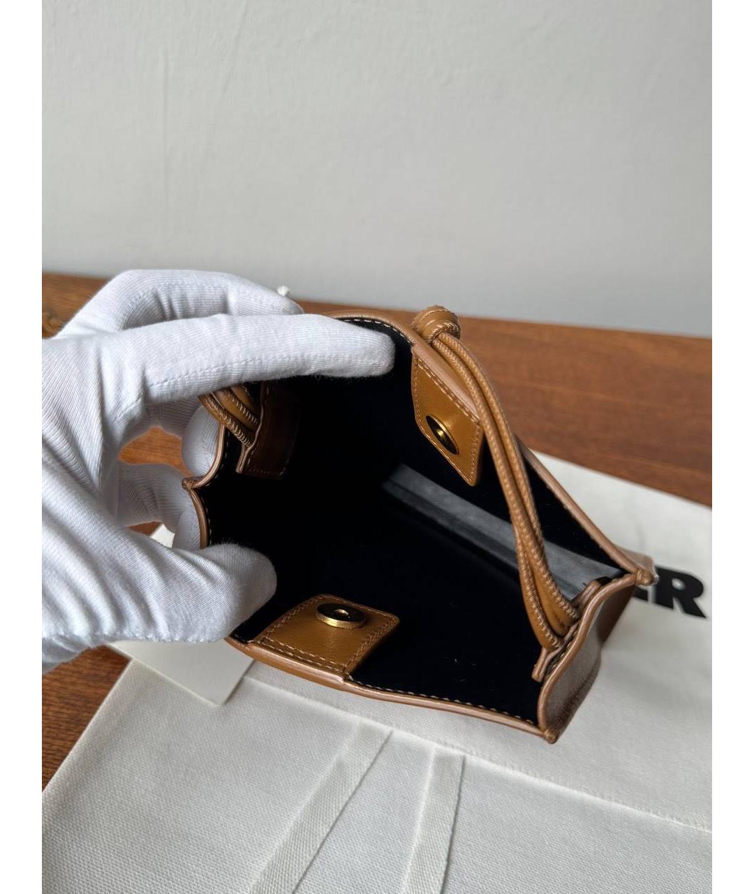 JIL SANDER Коричневая кожаная сумка через плечо, фото 4