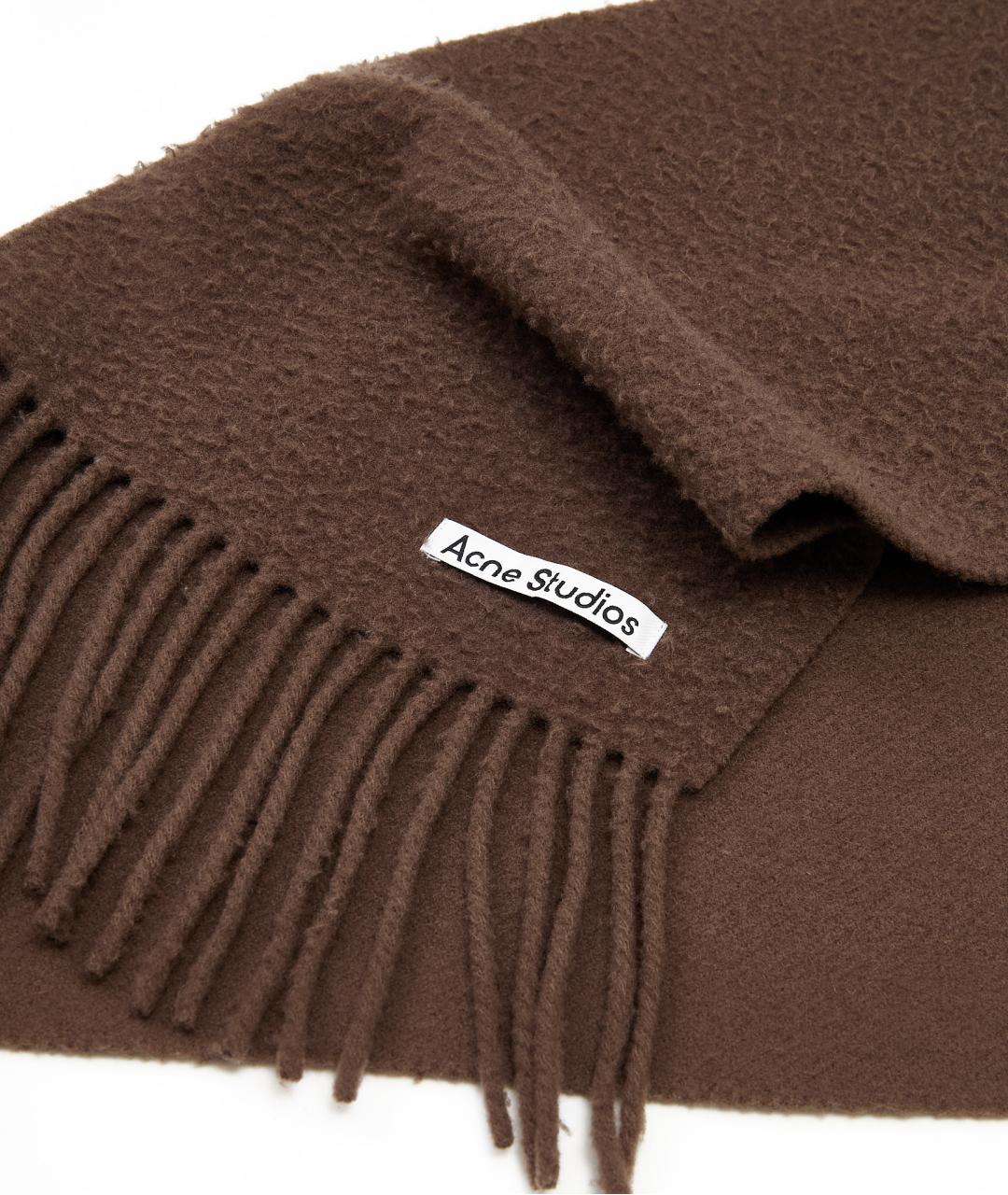ACNE STUDIOS Коричневый шерстяной шарф, фото 2