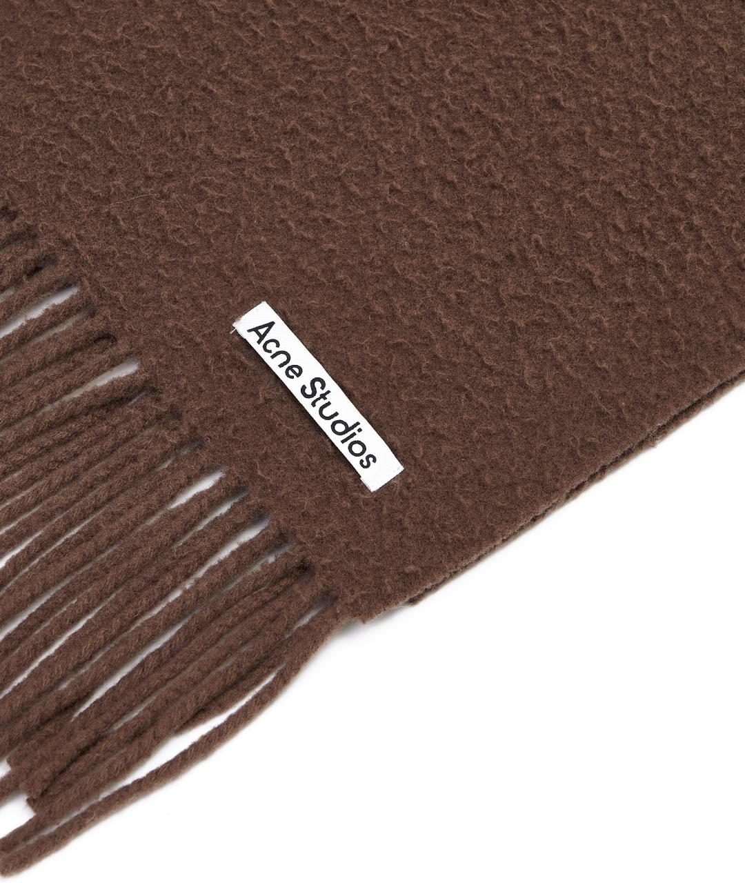 ACNE STUDIOS Коричневый шерстяной шарф, фото 3