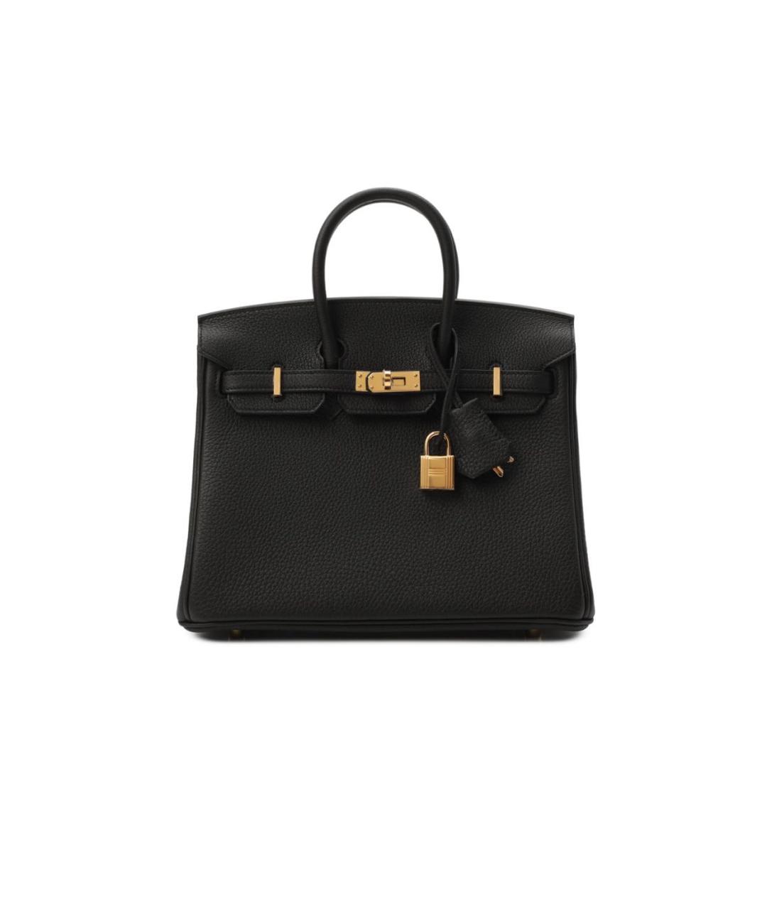 HERMES Черная кожаная сумка с короткими ручками, фото 3