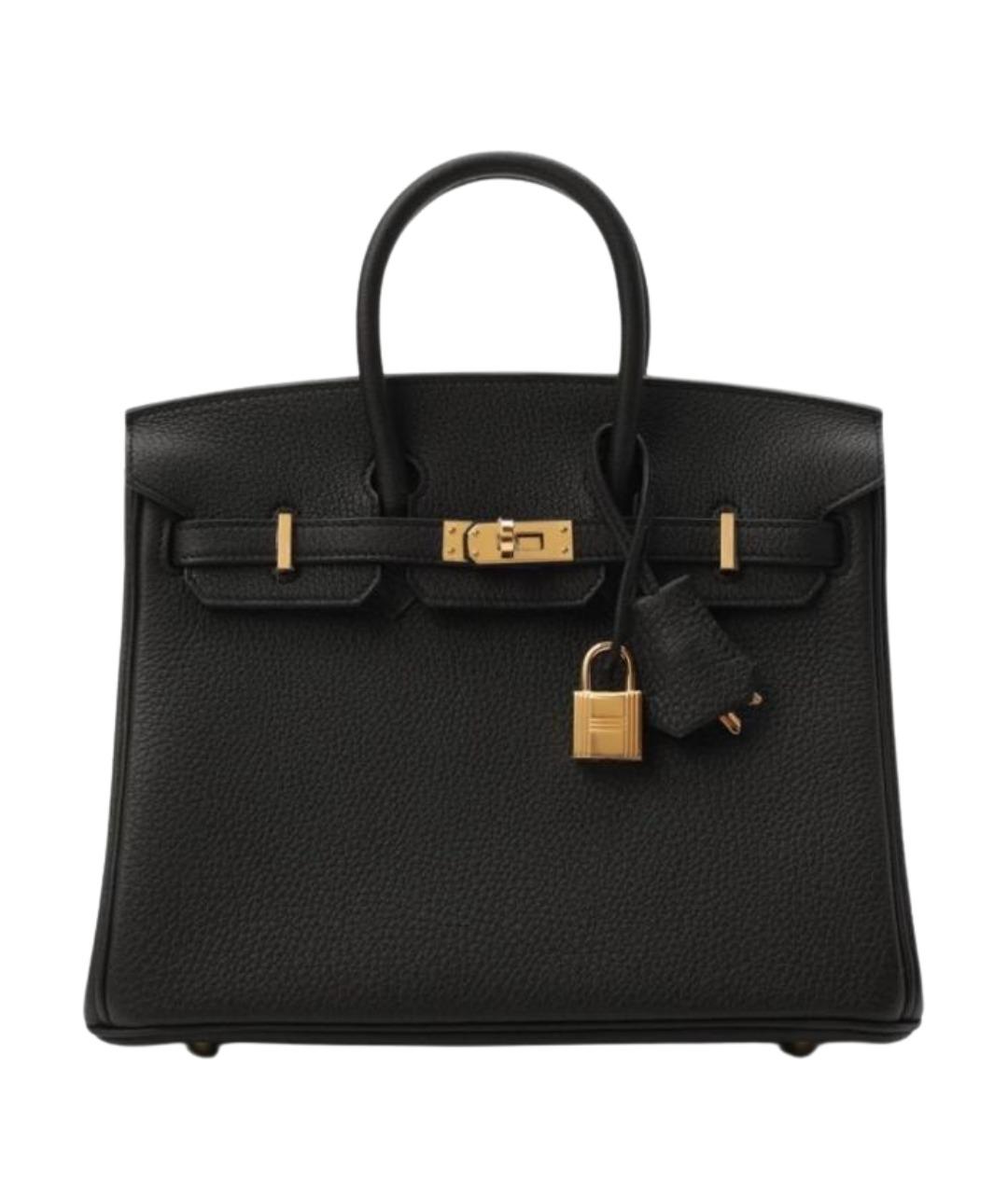 HERMES Черная кожаная сумка с короткими ручками, фото 1