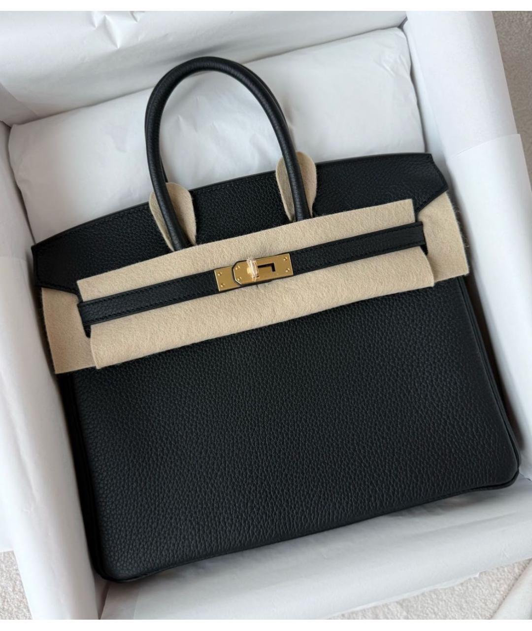 HERMES Черная кожаная сумка с короткими ручками, фото 2