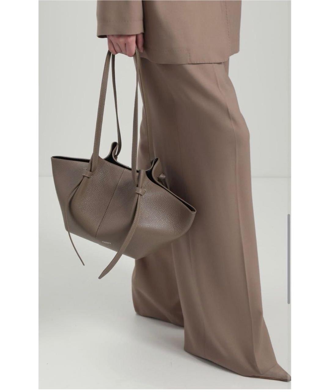 YUZEFI Бежевая кожаная сумка тоут, фото 5