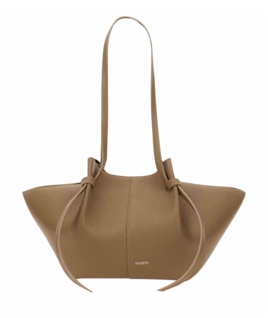 YUZEFI Бежевая кожаная сумка тоут, фото 1