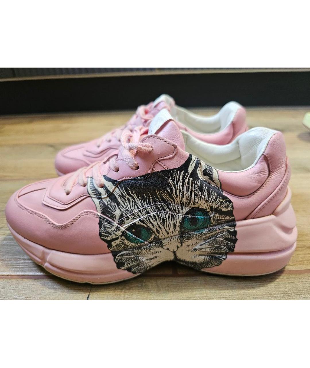 GUCCI Розовые кожаные кроссовки, фото 6