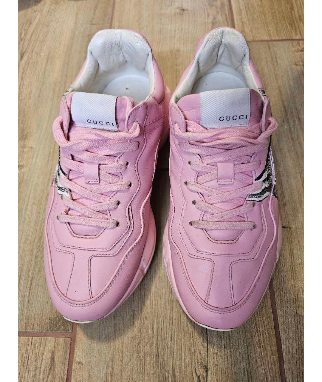GUCCI Розовые кожаные кроссовки, фото 2