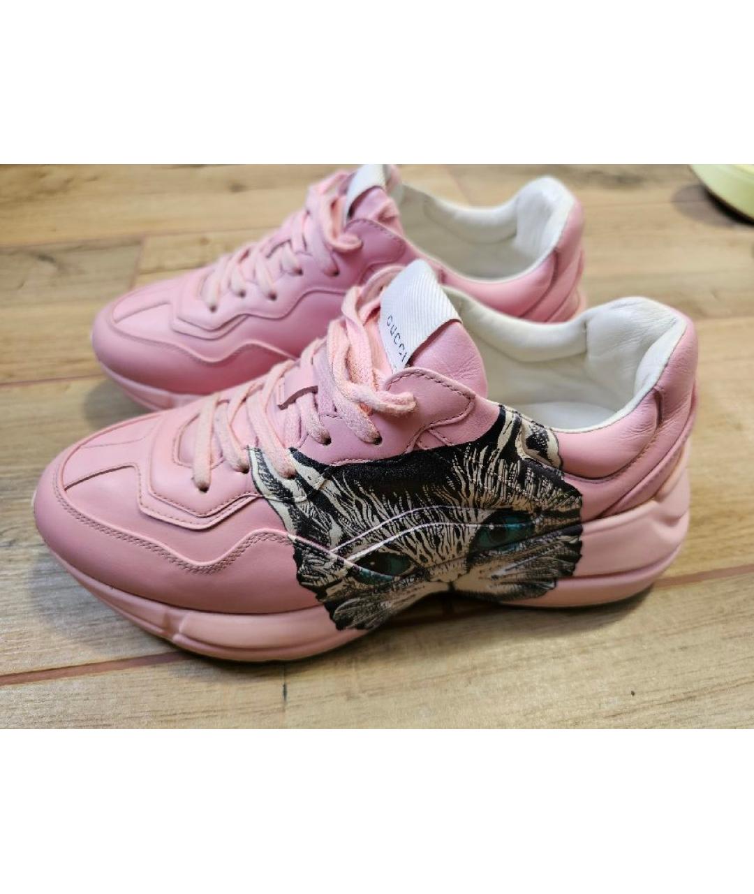 GUCCI Розовые кожаные кроссовки, фото 3