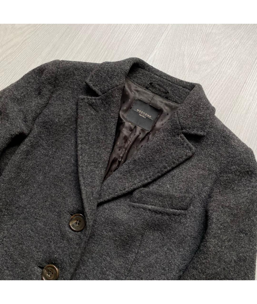 WEEKEND MAX MARA Антрацитовое шерстяное пальто, фото 2