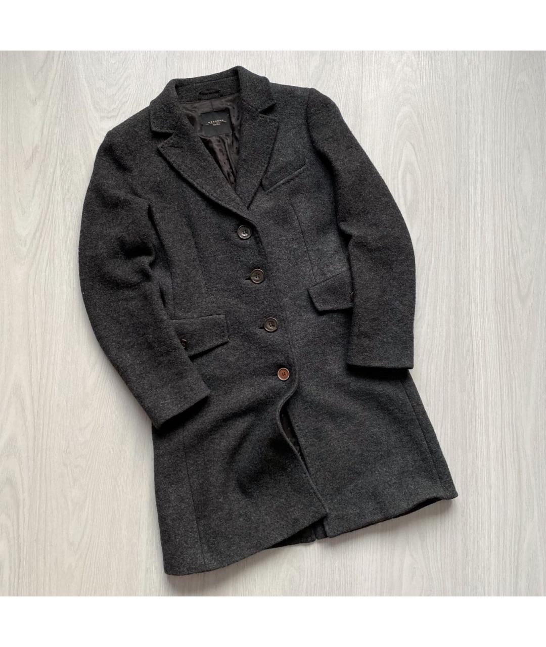 WEEKEND MAX MARA Антрацитовое шерстяное пальто, фото 9