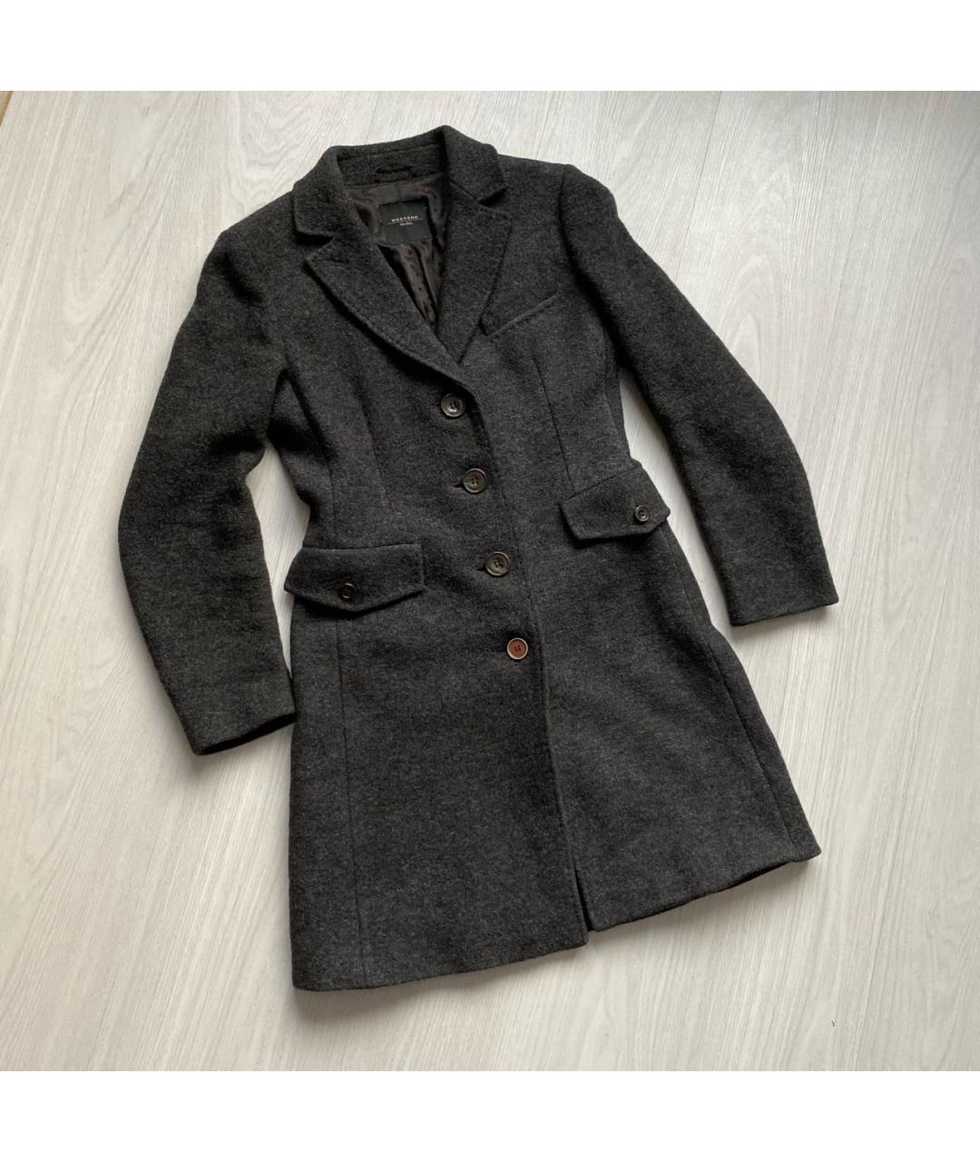 WEEKEND MAX MARA Антрацитовое шерстяное пальто, фото 4