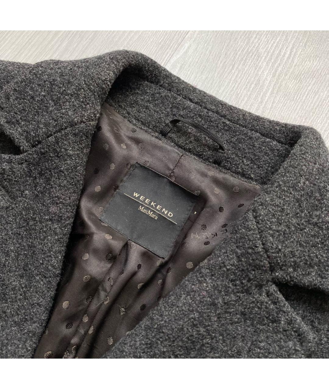 WEEKEND MAX MARA Антрацитовое шерстяное пальто, фото 3