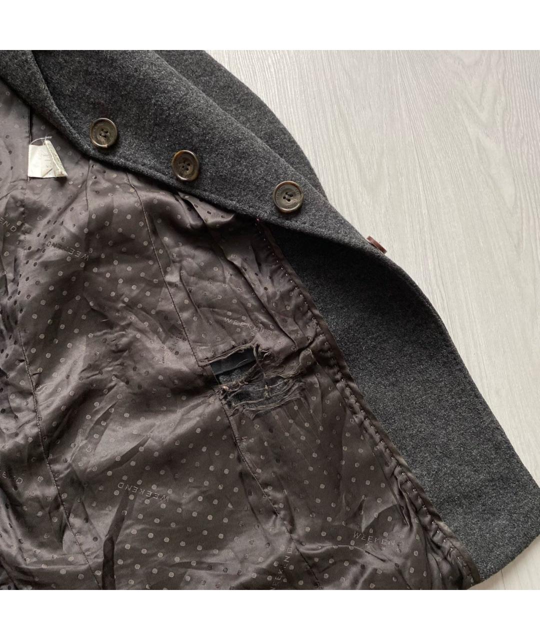 WEEKEND MAX MARA Антрацитовое шерстяное пальто, фото 8