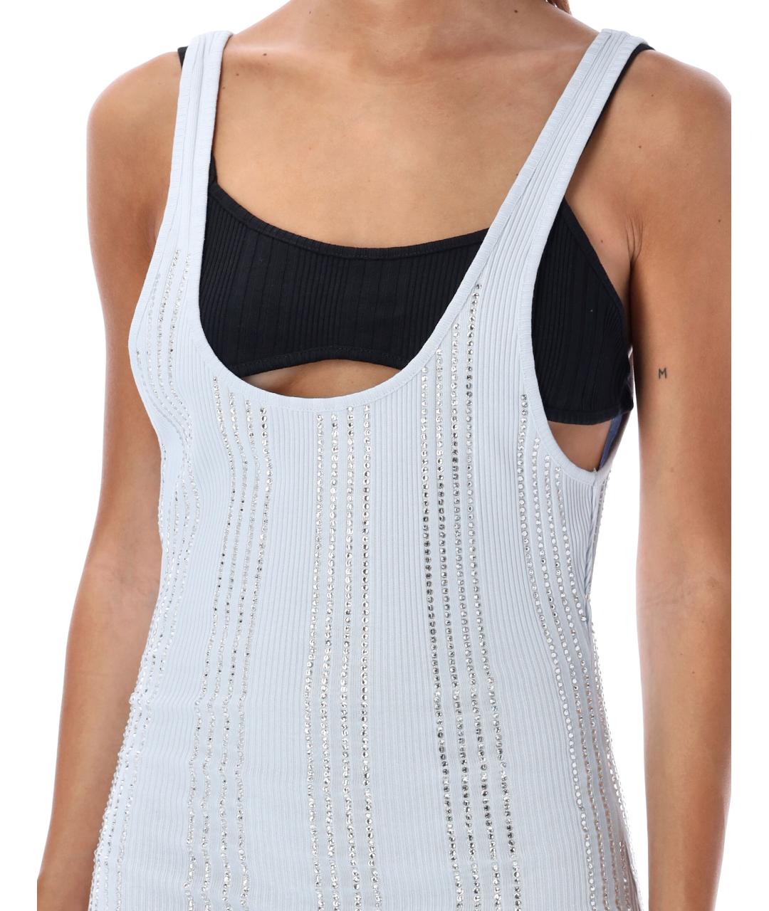 THE ATTICO Голубое хлопковое повседневное платье, фото 4