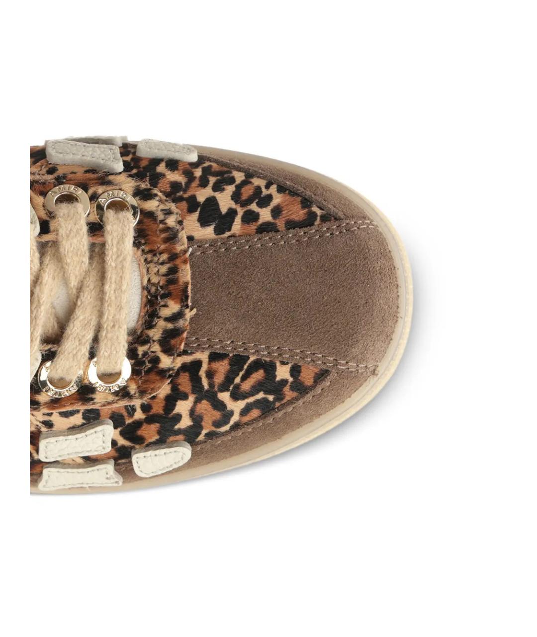 AMIRI Коричневые кожаные низкие кроссовки / кеды, фото 3