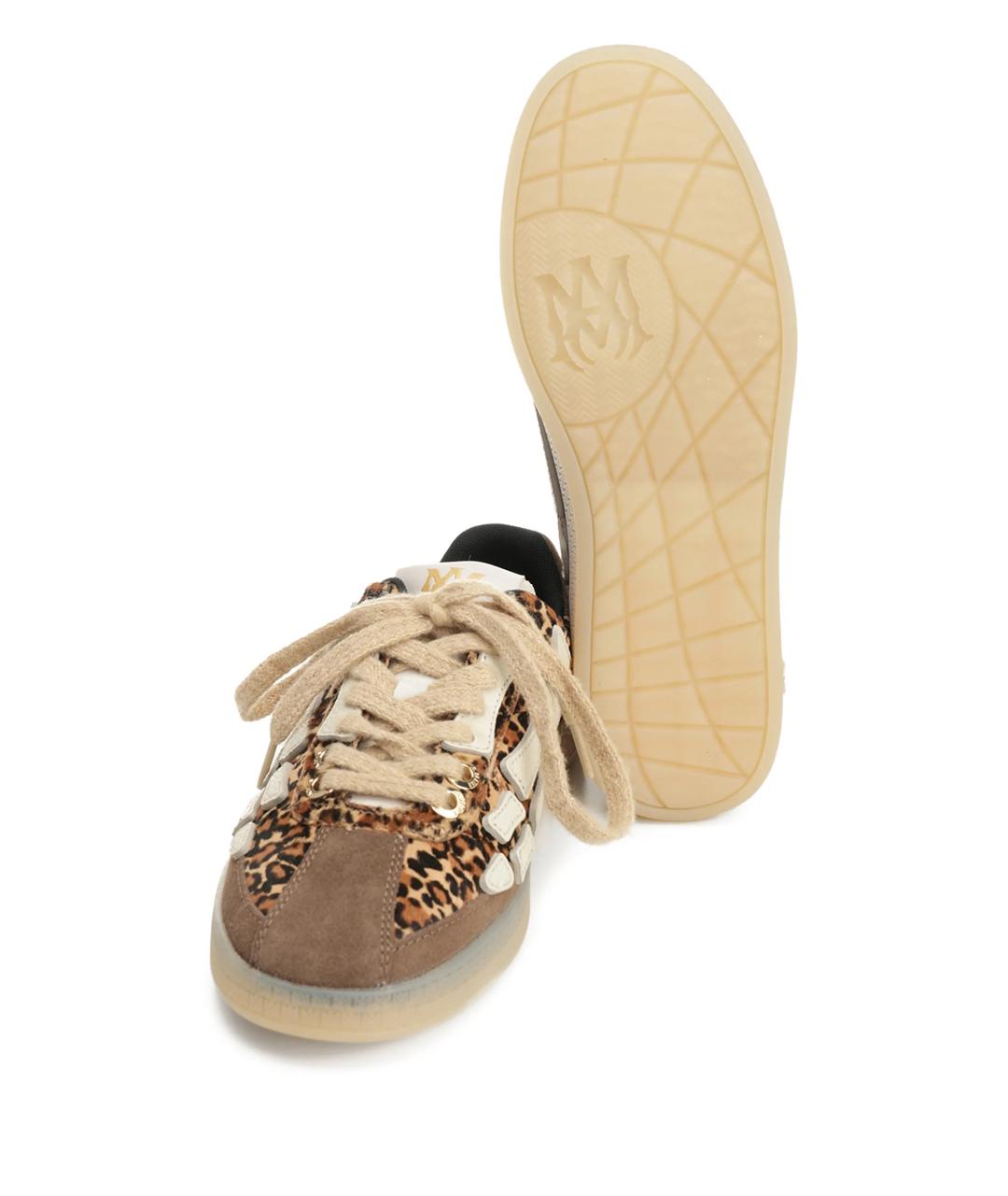 AMIRI Коричневые кожаные низкие кроссовки / кеды, фото 5