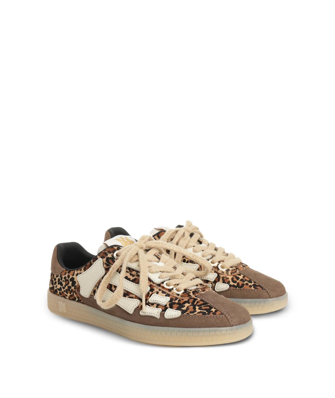 AMIRI Коричневые кожаные низкие кроссовки / кеды, фото 2