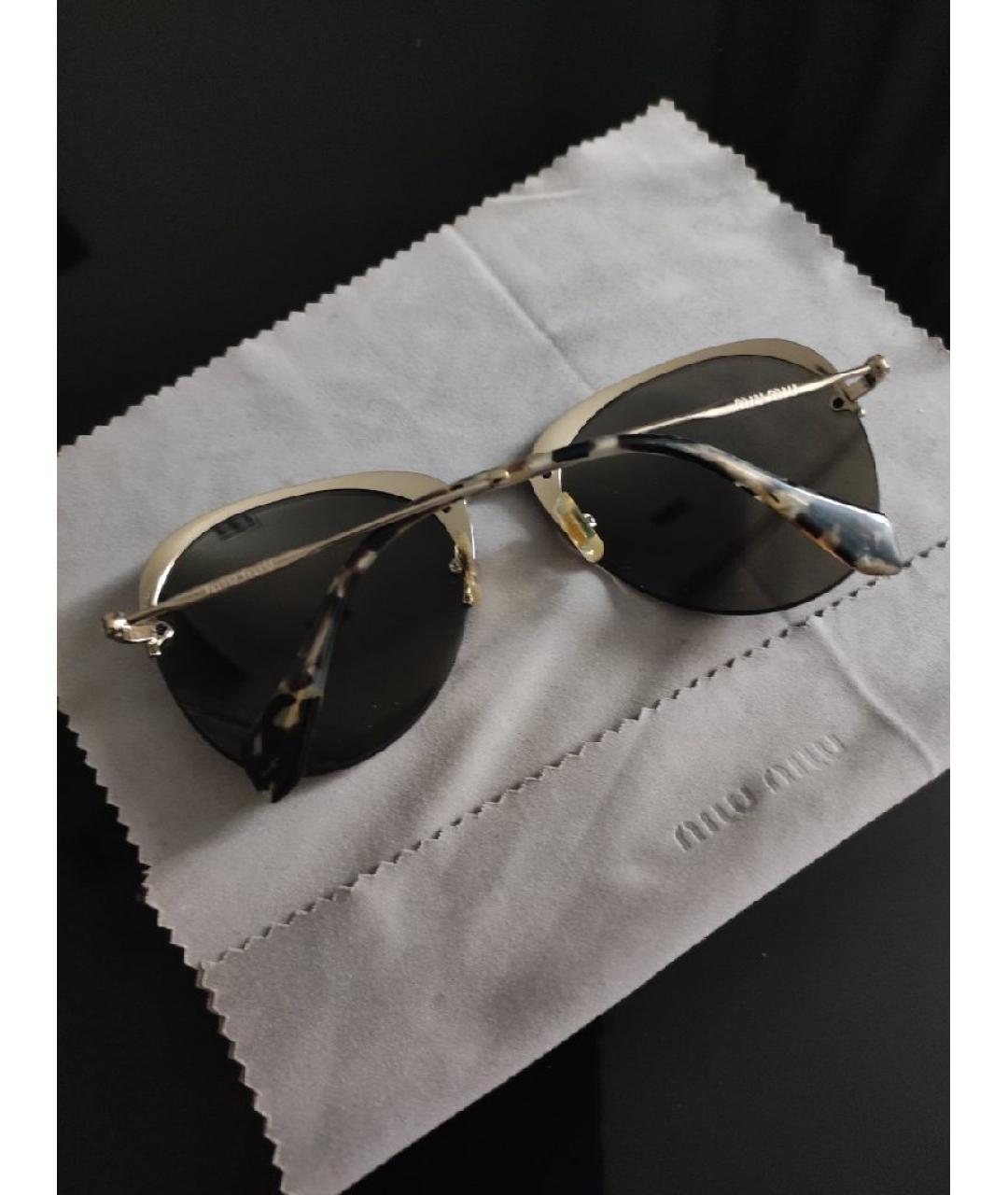 MIU MIU Золотые металлические солнцезащитные очки, фото 4