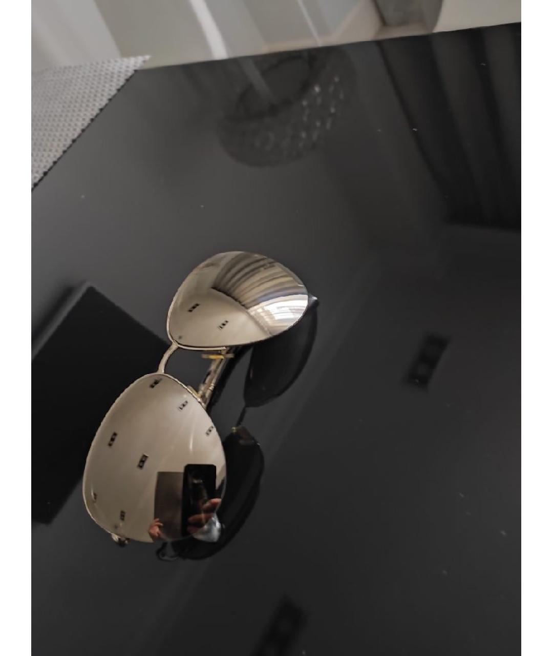 MIU MIU Золотые металлические солнцезащитные очки, фото 2