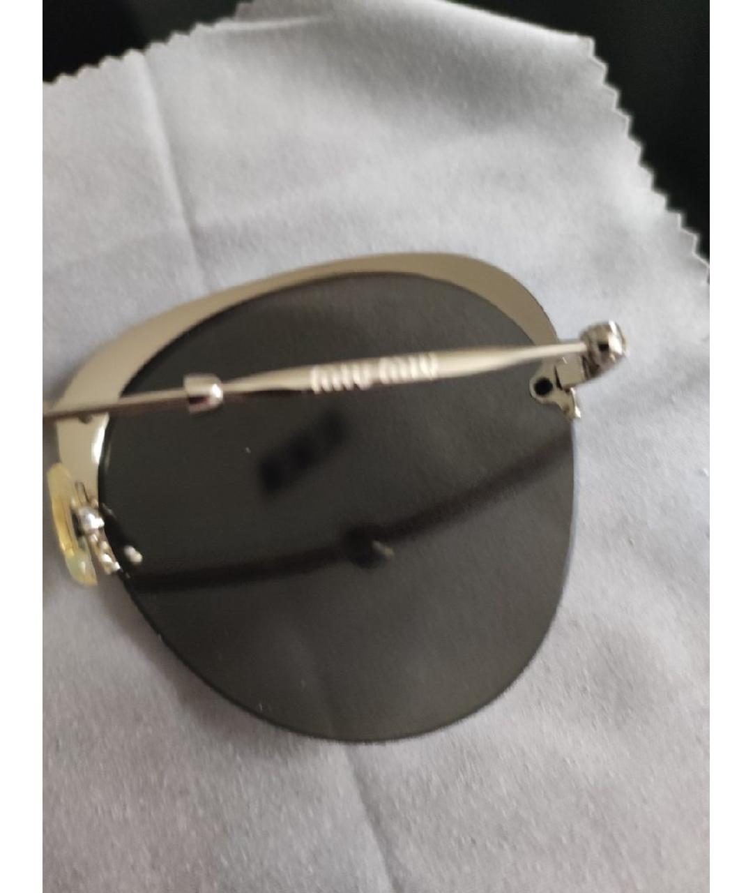 MIU MIU Золотые металлические солнцезащитные очки, фото 3