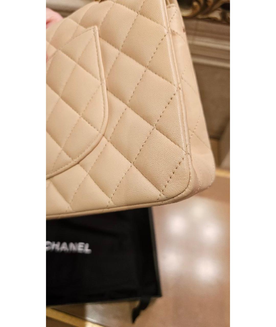 CHANEL Бежевая кожаная сумка через плечо, фото 8