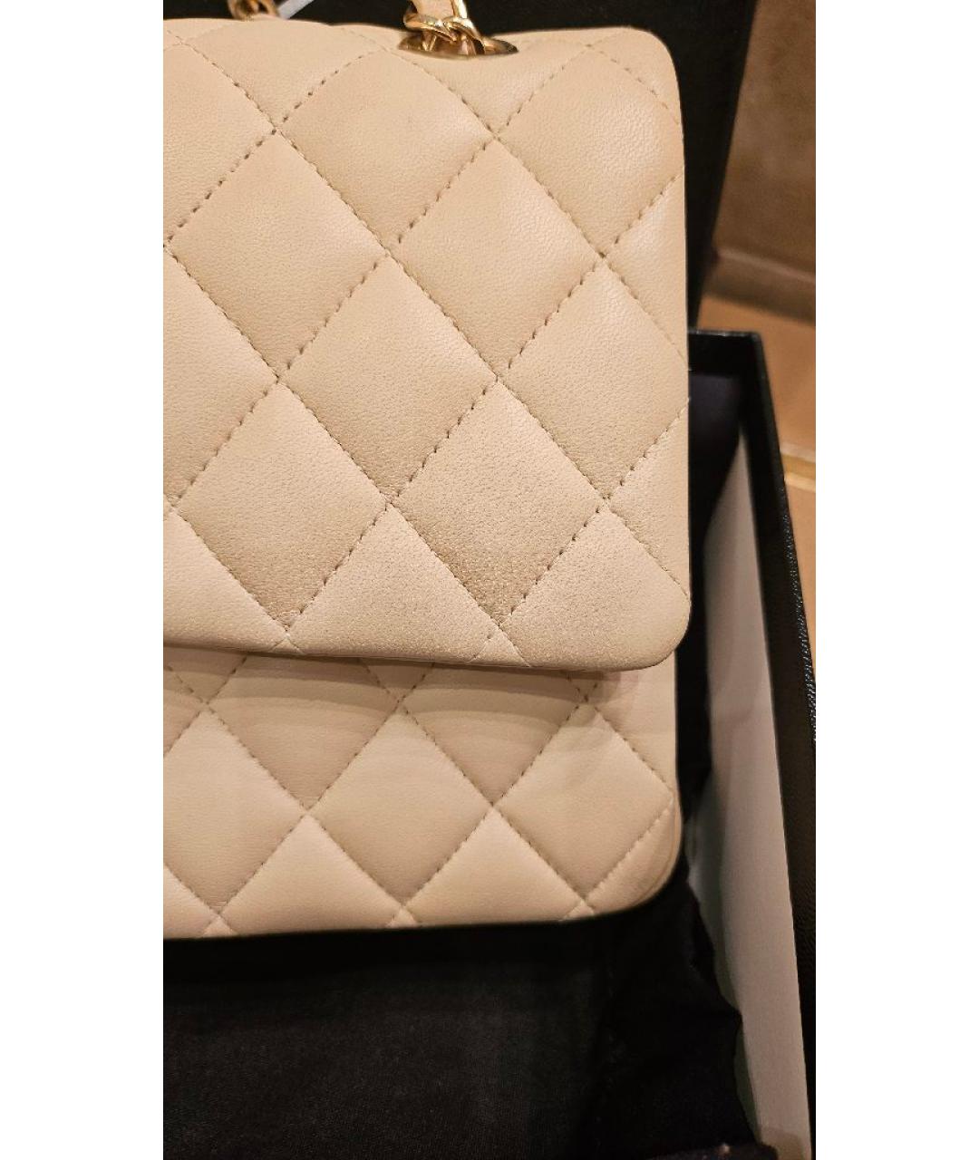 CHANEL Бежевая кожаная сумка через плечо, фото 9