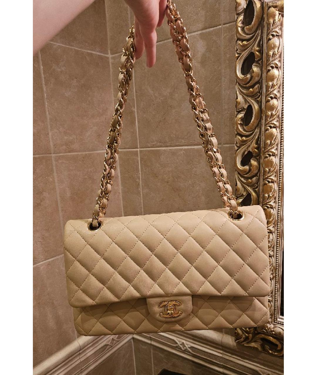 CHANEL Бежевая кожаная сумка через плечо, фото 10