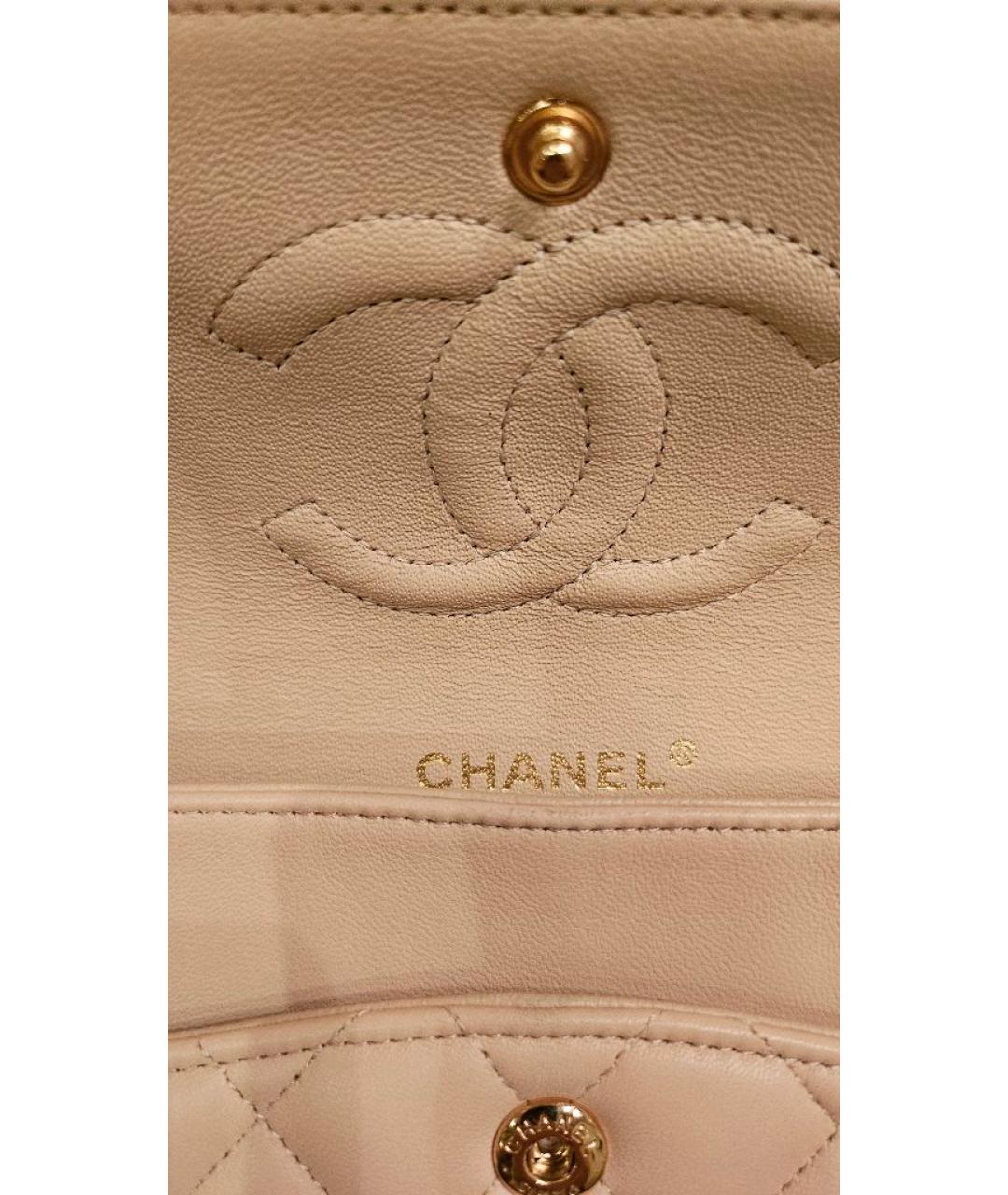 CHANEL Бежевая кожаная сумка через плечо, фото 7